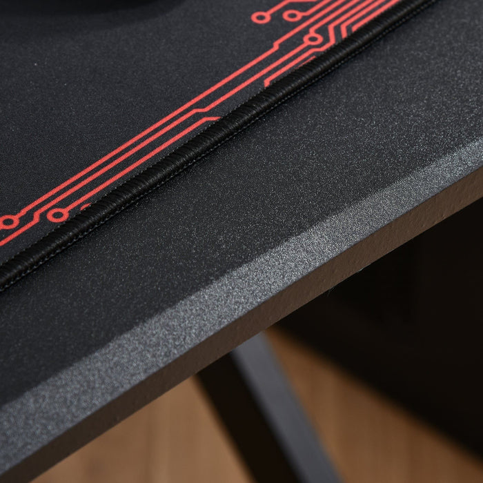 Black Gaming Desk With Cup Holder Headphone Hook Metal Frame