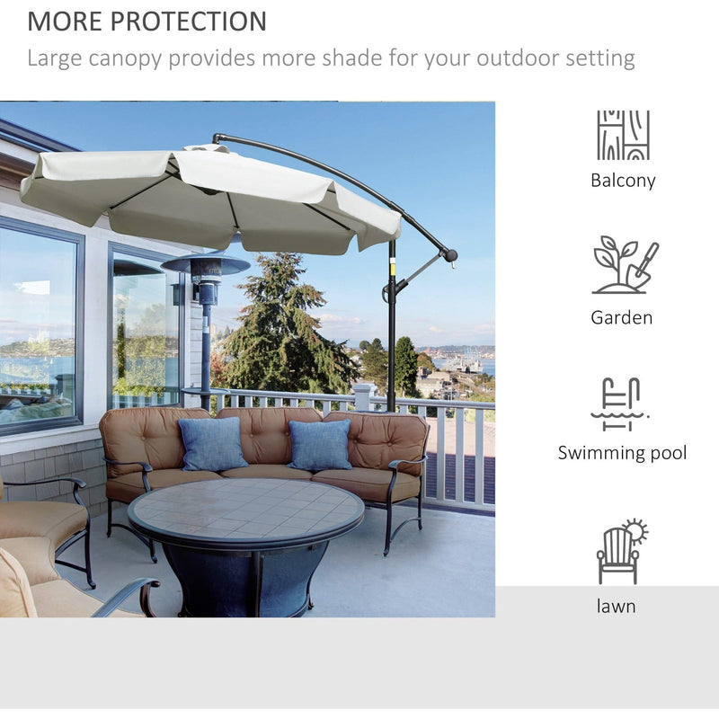 2.7m Cantilever Parasol With Cross Base - Crank Handle