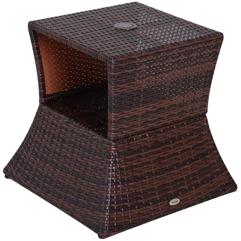 Rattan Coffee Table w/ Storage, Brown