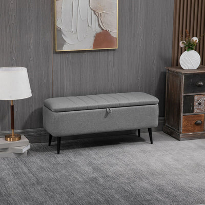 Storage Ottoman, Flip Top, Grey, Steel Legs Homcom
