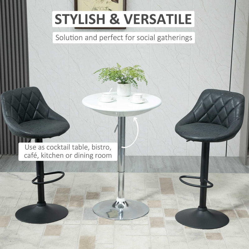 Modern White Round Bar Table With Adjustable Height