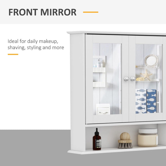 Bathroom Cabinet With Mirror, 56L x 13W x 58Hcm, White