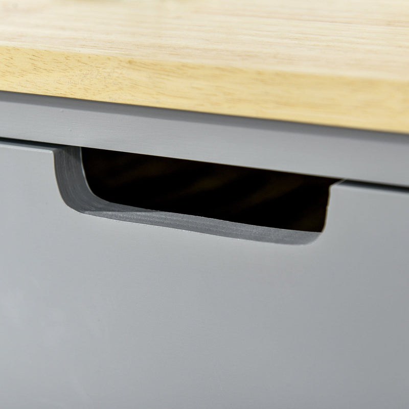 Grey Kitchen Trolley, Rubberwood Worktop, Storage