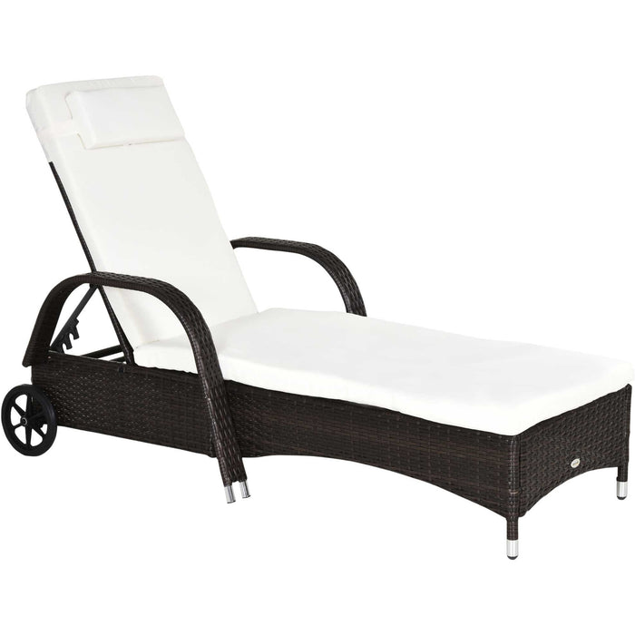Rattan Sun Lounger With Wheels