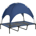 XL Raised Dog Bed with Canopy, Blue - (122x92x108cm) Pawhut