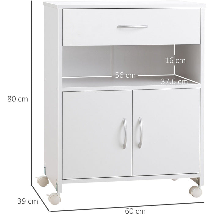 Mobile Printer Stand Cabinet, Open Shelf, Drawer