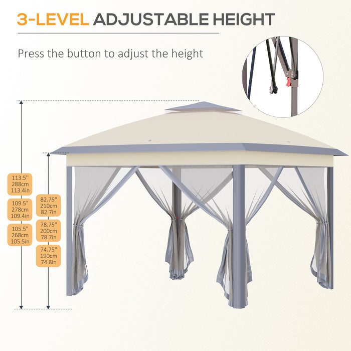 Outsunny 11' Canopy, Mesh Sidewalls, Beige