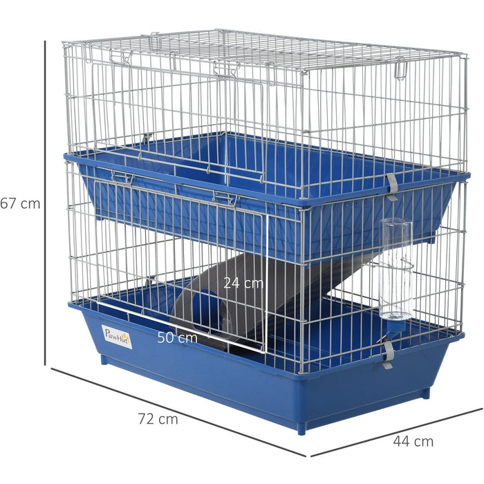 Metal 2 Tier Guinea Pig Hutch, Blue