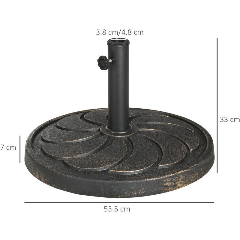 Bronze Round Outdoor Umbrella Stand - 18kg Outsunny