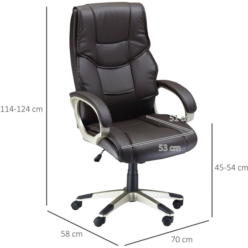 Brown High-Back Home Office Chair with Adjustable Height