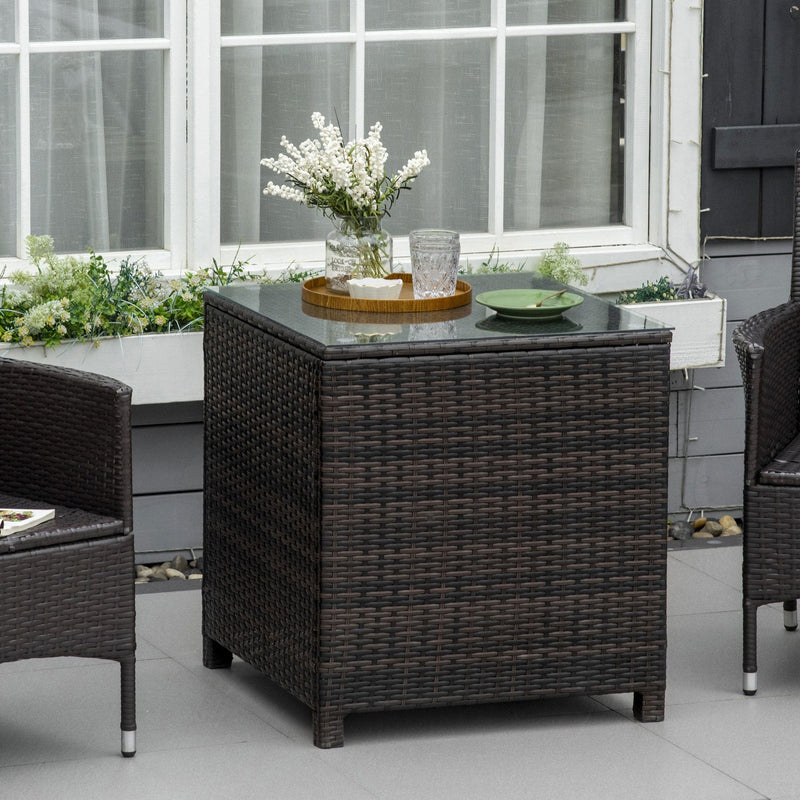 Stylish Rattan Side Table with Tempered Glass Top