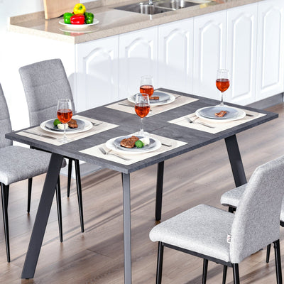 Dining Table, Metal Legs, Spacious Top, Dark Grey Homcom
