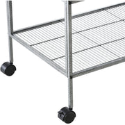 PawHut Double Rolling Metal Bird Cage Parrot Cage with Removable Metal Tray, Storage Shelf, Wood Perch, and Food Container Pawhut