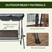 3 Seater Rattan Swing Seat With Canopy Outsunny
