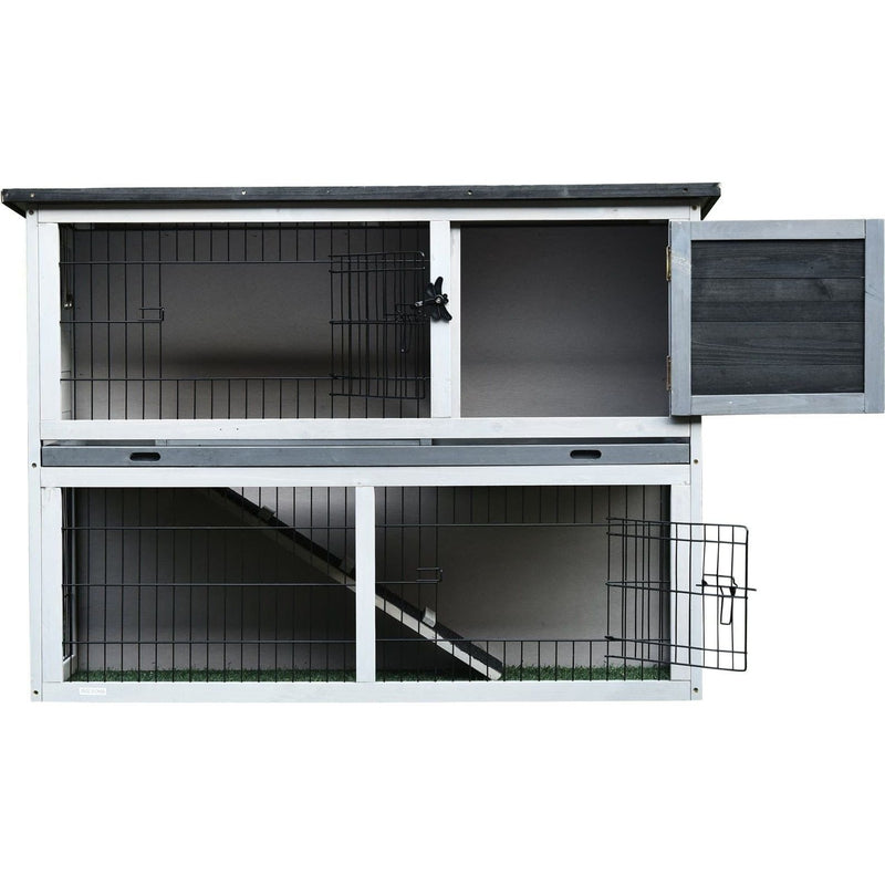 Outdoor Rabbit Hutch, Grey Pawhut