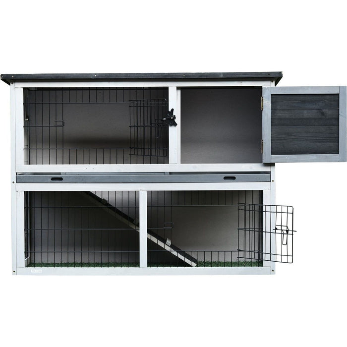 Outdoor Rabbit Hutch, Grey