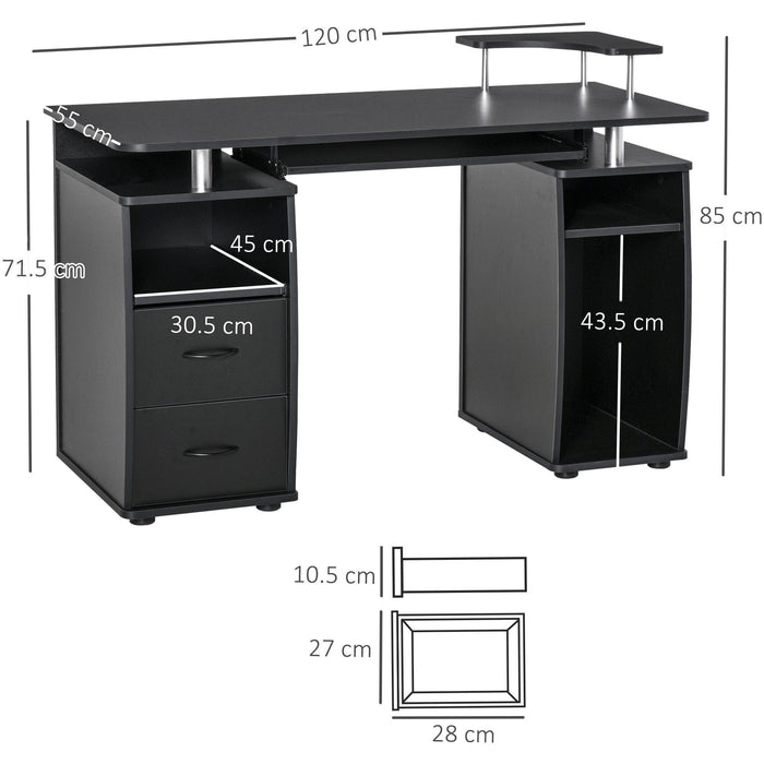 Home Office Desk with Keyboard Tray & CPU Shelf