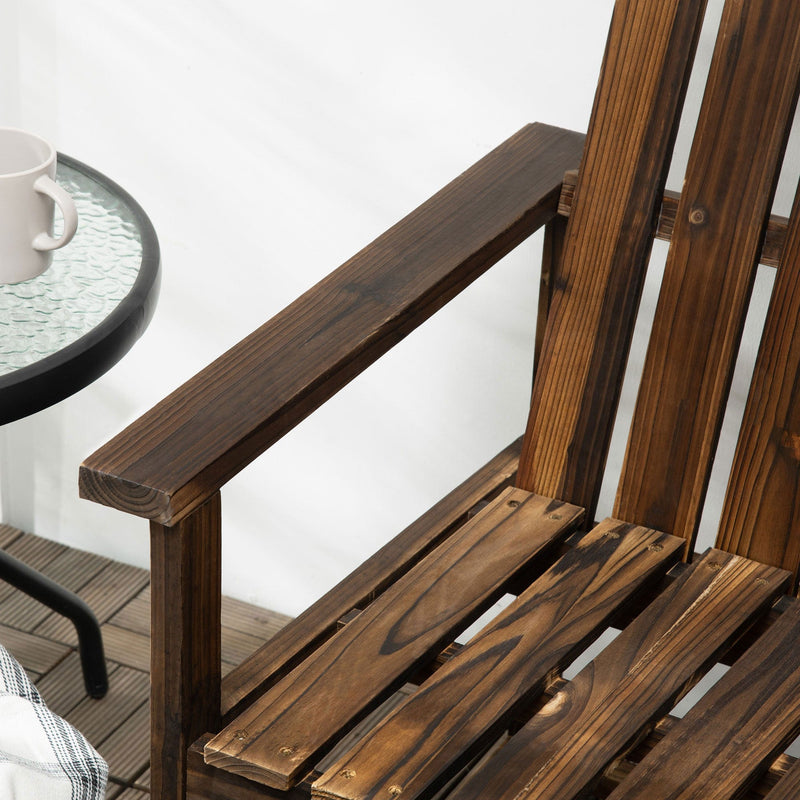 2 Seater Wooden Garden Bench, Carbonised Finish