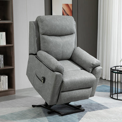 Power Lift Chair for Elderly, Grey Faux Leather Homcom