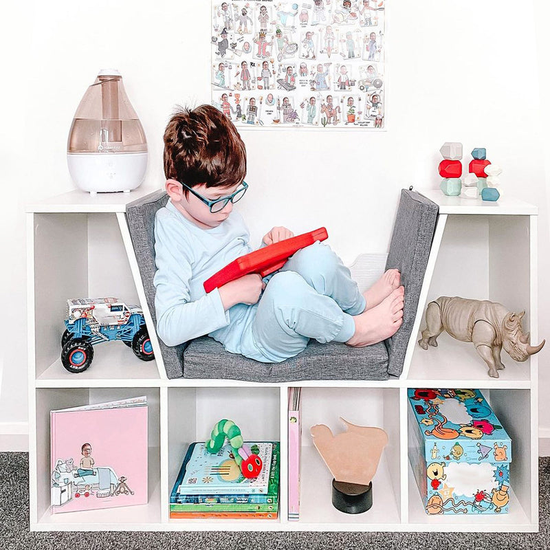 Bookcase With Seat, Storage Unit, 102W x 30D x 61H cm