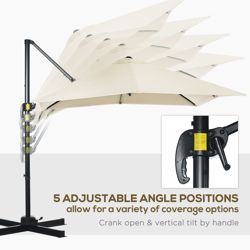 2.5m Roma Cantilever Parasol - Cream Outsunny