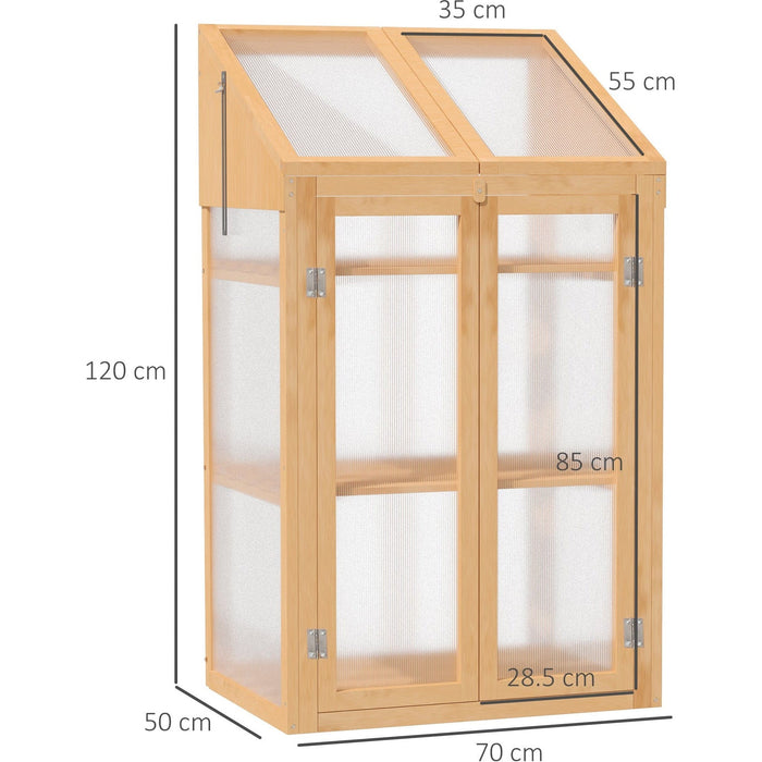 Small Wooden Greenhouse, Polycarbonate, 70x50x120cm