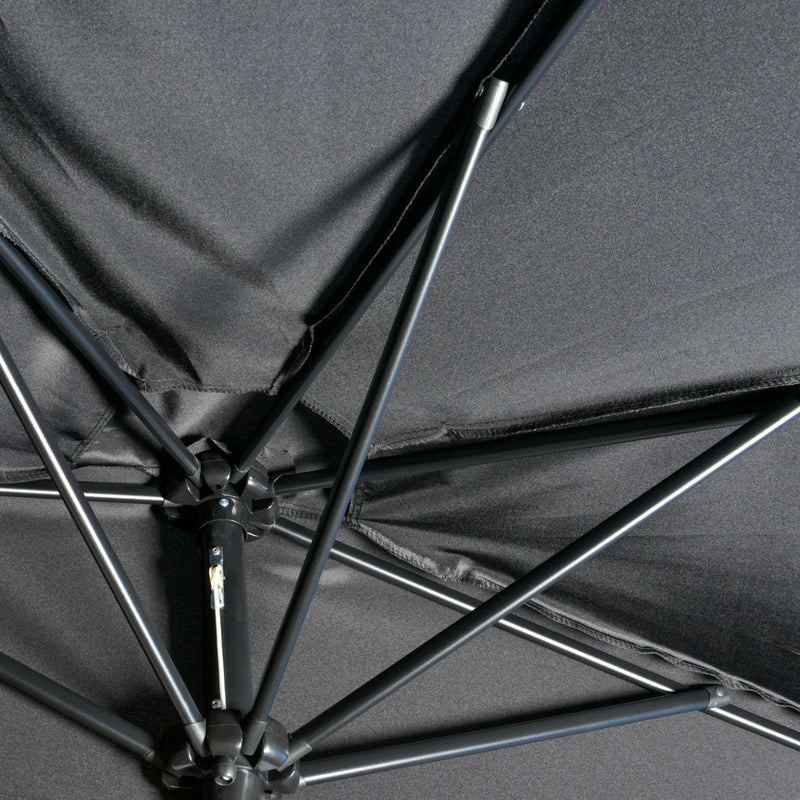 Half Parasol for Patio, Balcony - Black Outsunny