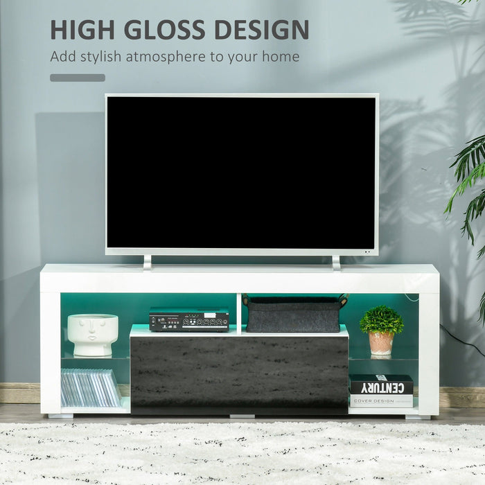 140cm Black & White Glossy TV Stand with RGB LED