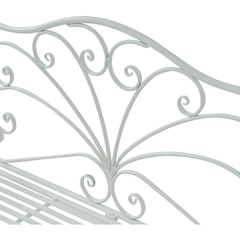 Outsunny Garden 2 Seater Metal Bench Park Seating Outdoor Furniture Chair w/ Decorative Backrest White Outsunny