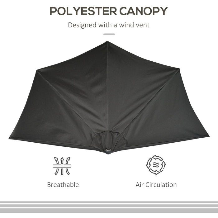 Half Parasol for Patio, Balcony - Black