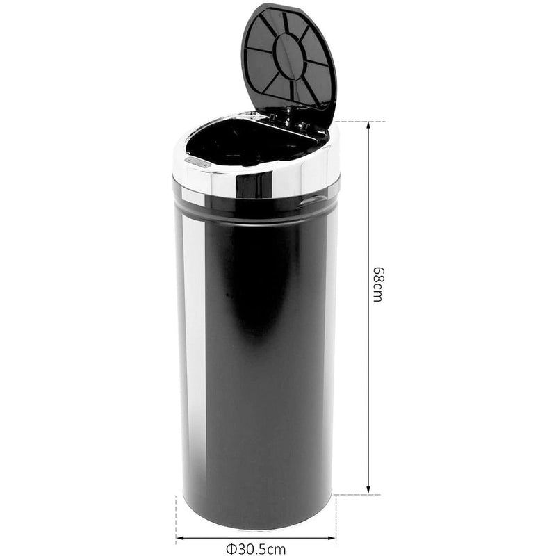 42L Stainless Steel Motion Sensor Kitchen Bin, Black