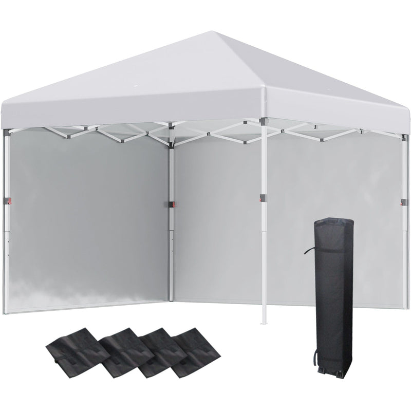 Outsunny 3x3m Pop Up Gazebo, White, 2 Sidewalls Outsunny