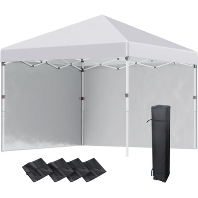 Outsunny 3x3m Pop Up Gazebo, White, 2 Sidewalls Outsunny