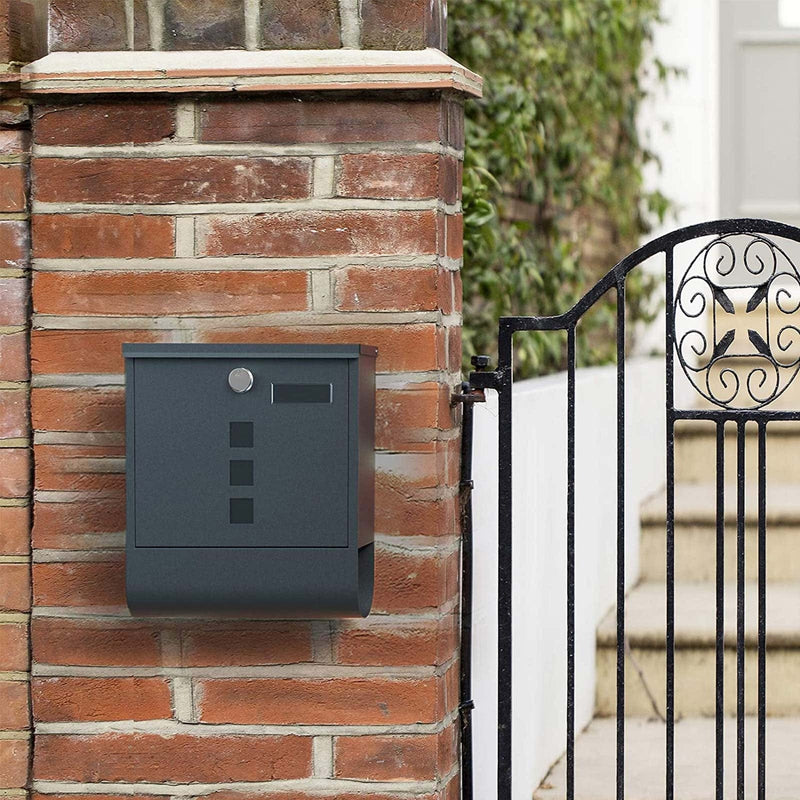 Grey Lockable Wall Mounted Postbox by Songmics
