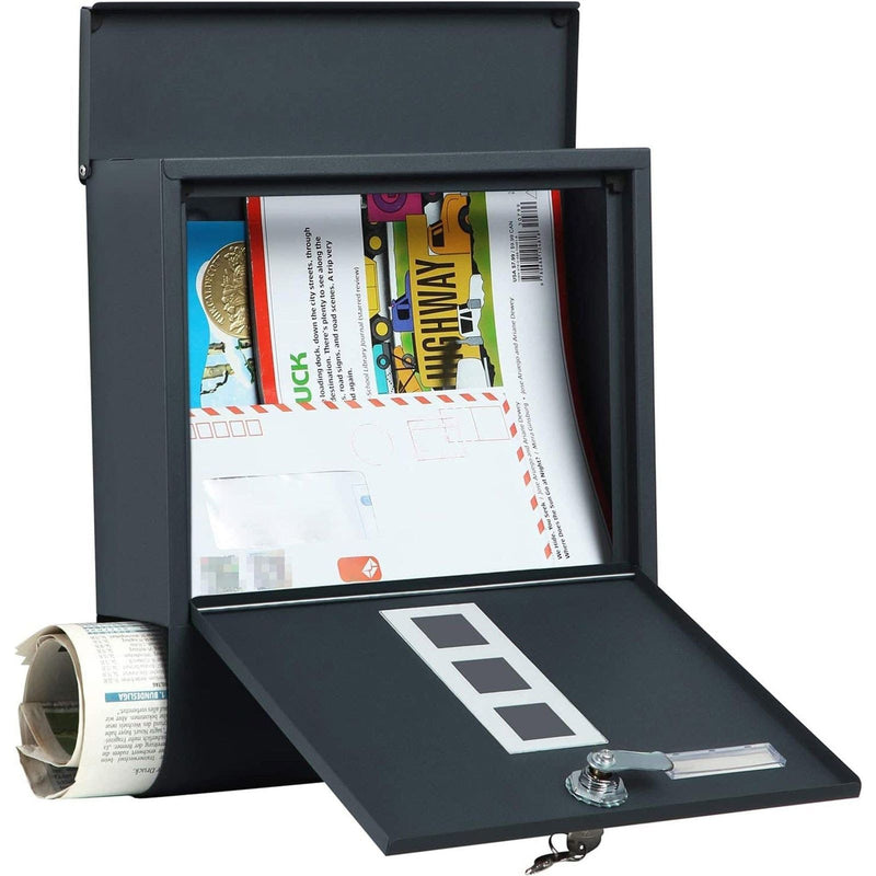 Grey Lockable Wall Mounted Postbox by Songmics