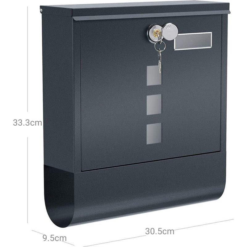 Grey Lockable Wall Mounted Postbox by Songmics