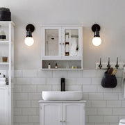 Mirrored Bathroom Wall Cabinet by Vasagle - white wood with double mirrored doors and chrome knobs