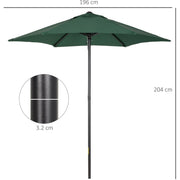 2m Outdoor Patio Parasol - Sun Shade, 6 Ribs Outsunny