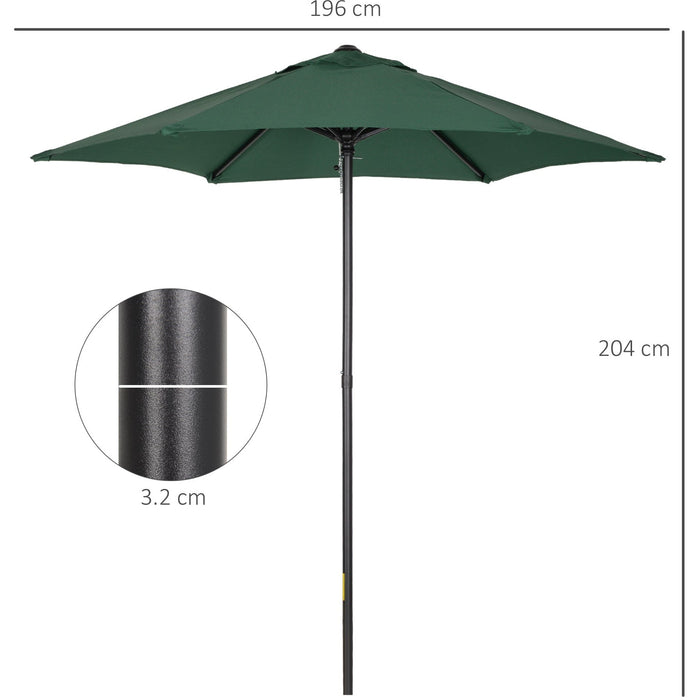 2m Outdoor Patio Parasol - Sun Shade, 6 Ribs