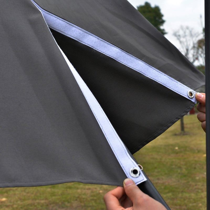 Image of a grey cantilever parasol with solar lights