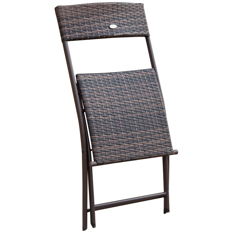 2 Seater Rattan Bistro Set with Glass Coffee Table - Brown