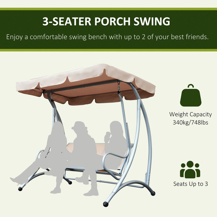 Deluxe 3 Seater Garden Swing Chair with Adjustable Canopy