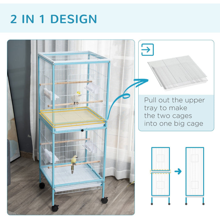 Large 2-In-1 Bird Cage Aviary for Finch, Canaries, Budgies