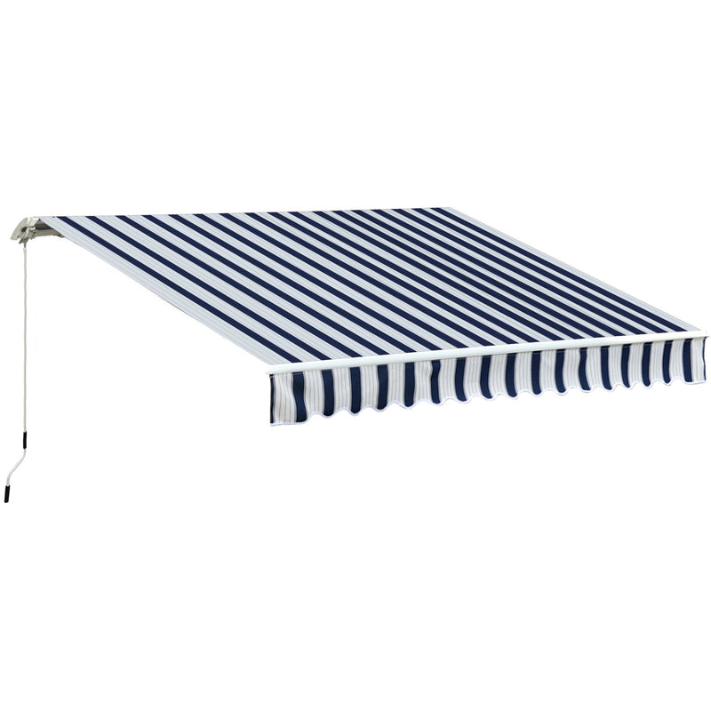 Manual Retractable Awning, 3.5 x 2.5 m, Blue/White