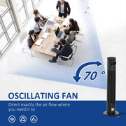 30" Tower Fan with Remote, Oscillation, 10h Timer, LED Light Homcom