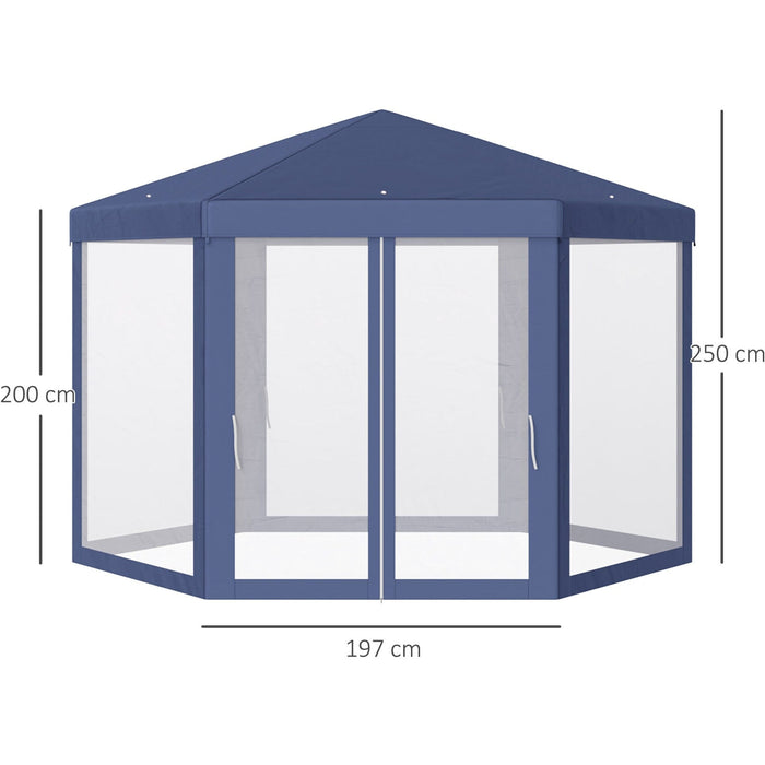 Hexagonal Gazebo With Mesh Sides, 4x4m