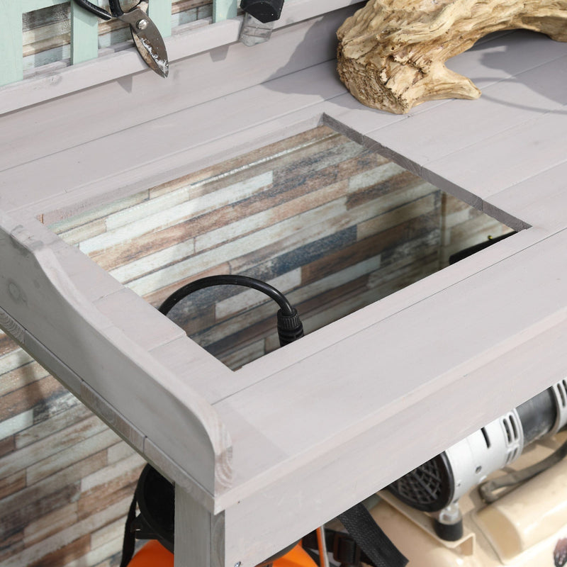 Outdoor Wooden Potting Table With Drawer