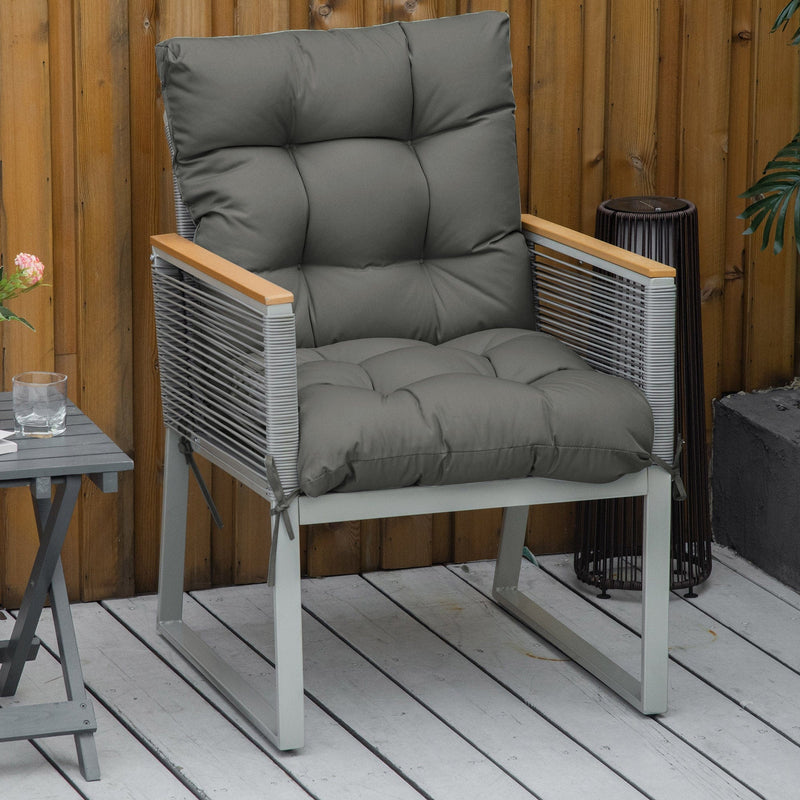 Outsunny Garden Back Chair Cushion, Comfortable Patio Seat Cushion Pad with Backrest for Outdoor & Indoor Use, Light Grey Outsunny