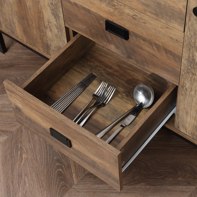 Industrial Sideboard, Storage, Distressed Brown