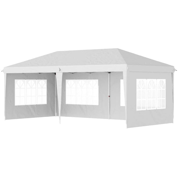 3x6m Open Front Pop Up Gazebo With Sides White